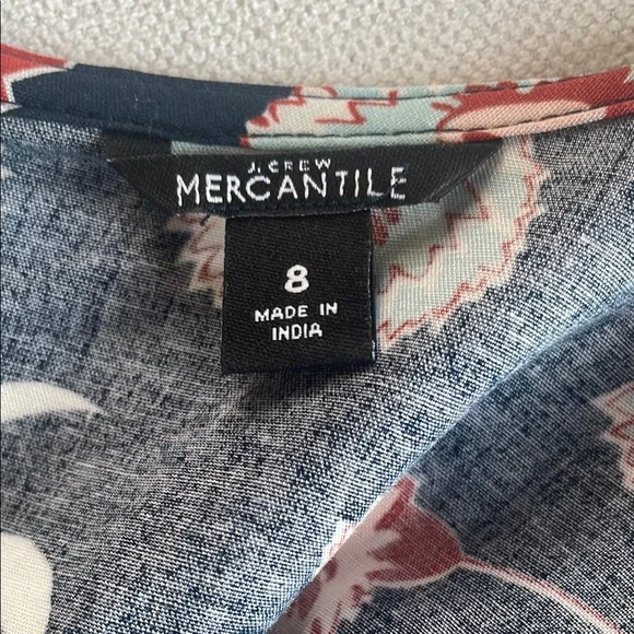 J. Crew Navy Floral Faux Wrap Ruffle Dress Size 8 - Picture 5 of 7